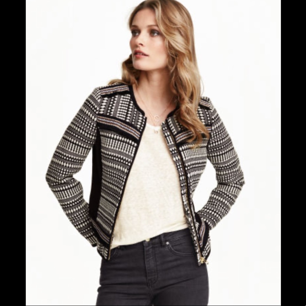 H&M jacquard and fringe fitted jacket